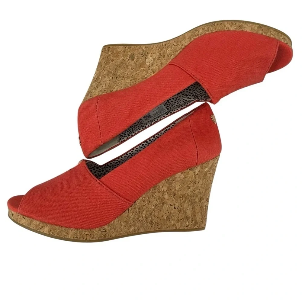 Toms Michelle Slubby Woven Organic Cotton Wedge in Paprika Fresh Flirty - Sz 10